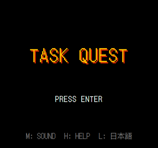 Title screen with the TASK QUEST logo